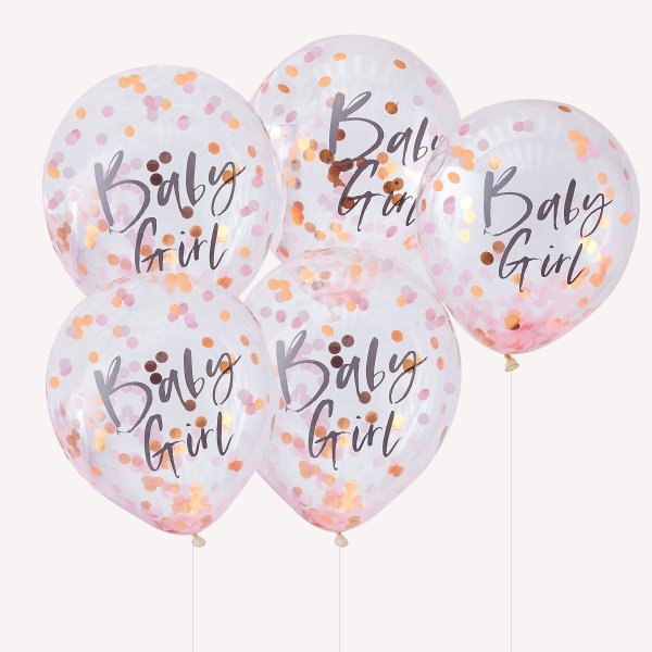 Luftballon Baby Girl - Rose Gold & Pink Confetti